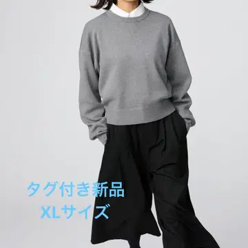 UNIQLO 스무스 코튼 크루넥 스웨터 XL 그레이