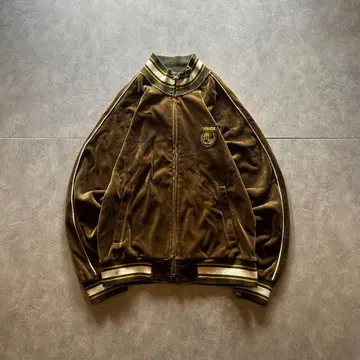 grunge velour track jacket khaki brown