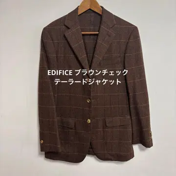 EDIFICE 브라운 체크 테일러드 자켓