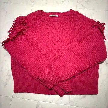 MACPHEE 프린지 장식 핑크 스웨터 S