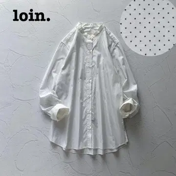 loin. 로완 이가와 하루카 밴드 카라 도트 셔츠 블라우스 화이트