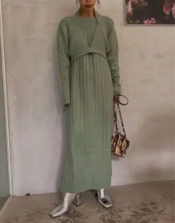 Ameri vintage 니트 원피스 민트