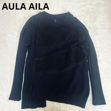 AULA AILA 보아 절개 블랙 니트 프리 사이즈