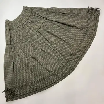 카네코 이사오 그린 계열 체크 리본 사용 스커트