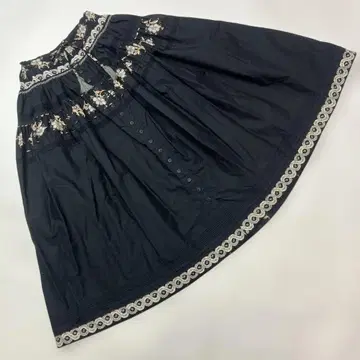 카네코 이사오 블랙 꽃무늬 패치워크 스커트