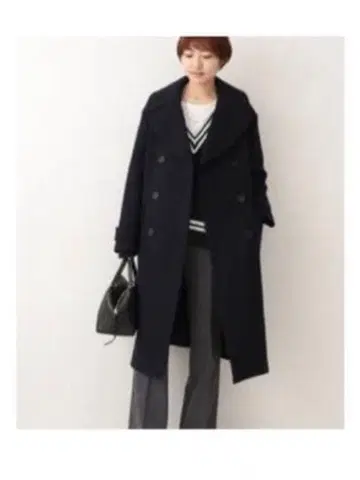 새상품급 이에나 멜톤 롱 P코트 네이비 size 38 정가 35,000