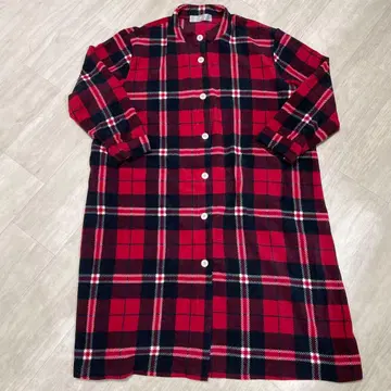 미사용품 와코루 플리스 롱 가운 Wacoal 체크