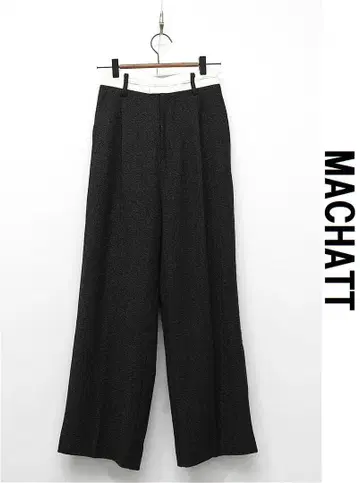 V282/MACHATT 듀얼 트위드 팬츠 하이웨스트 핀턱 블랙