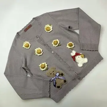 핑크하우스 퍼플 토끼 인형 곰 인형 모티브 가디건/2023년