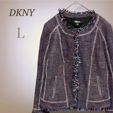 다나카란 트위드 노카라 자켓 프린지 고급 포멀 L 상당