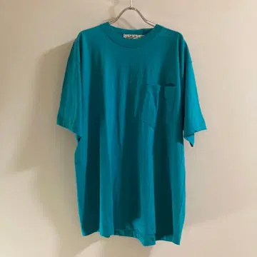 90s 포켓 T셔츠 터콰이즈 블루그린 빈티지 구제 의류 새상품급