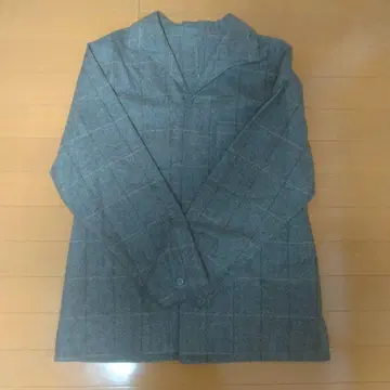 그레이 체크 무늬 긴팔 셔츠