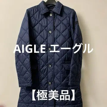 [컨디션 최상] AIGLE 에이글 퀼팅 스텐 칼라 코트 후드 부착