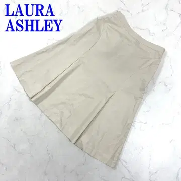 로라 애슐리 무릎 아래 기장 스커트 베이지 코튼 9 C3646