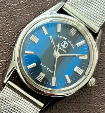 빈티지 FAVRE-LEUBA 수동 와인딩 시계 블루 남성용 손목시계