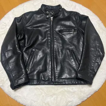 SCHOTT 블랙 가죽 싱글 라이더