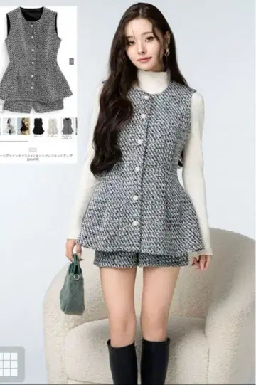 GRL 트위드풍 스커트 셋업 그레이 계열