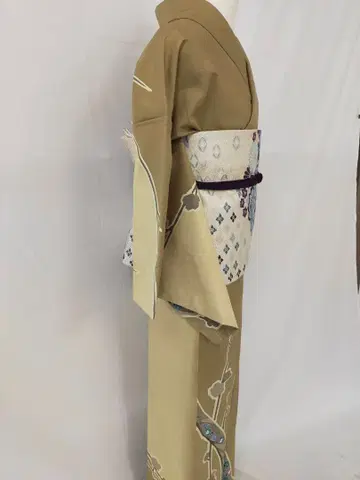 새상품급 순수 실크 이중 기모노 백산명주 창작 분할 염색 호몬기 단품