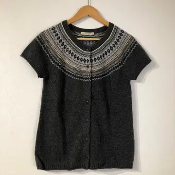 니트 가디건 빈티지 구제 의류 여성용 페어아일풍 새상품급