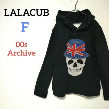 라라큐브 스컬 후드티 유니언 잭 헤이세이 갸루 그런지 y2k