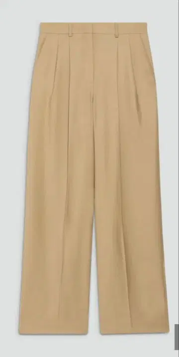 베이지 와이드 팬츠 플리츠