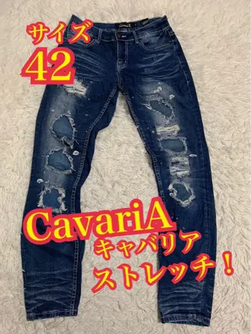 CavariA 캐바리아 데님 청바지 스트레치 데미지 리페어 가공