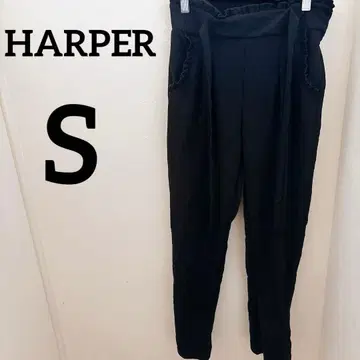 HARPER [ S ] 블랙 슬랙스 여성용 귀여운 바지 프릴 블랙