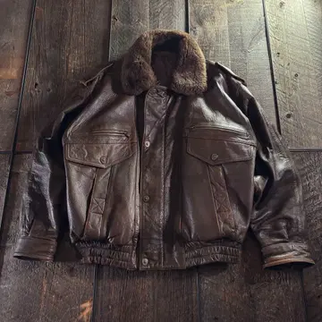 구제 의류 천연 가죽 G-1 봄버 자켓 가죽 플라이트 자켓 M 브라운