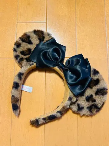 디즈니 미니 레오파드 무늬 리본 머리띠