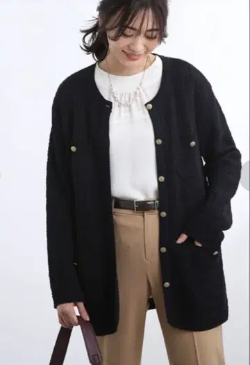 새상품 리플렉트 [세탁 가능] 트위드풍 니트 가디건 Reflect