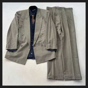 [ 5종 코디 세트 ] 모스그린 레트로 더블 셋업 넥타이 핀즈