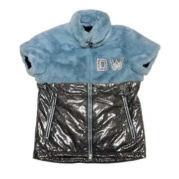 DANCE WITH DRAGON 실버 메탈릭 보아 퍼 자켓