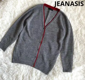 [ 새상품급 ] 지나시스 JEANASIS V넥 가디건 그레이 레드라인