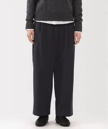 무인양품 가로 세로 스트레치 기모 턱 와이드 팬츠 M 네이비 스트라이프