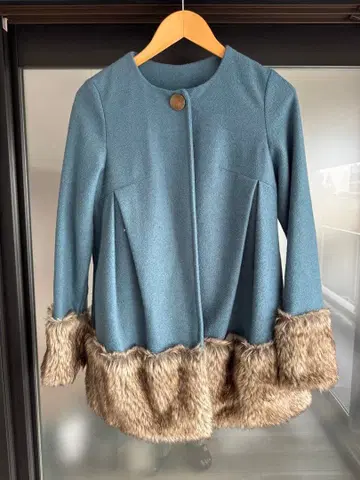 울 느낌 노카라 자켓 파랑 퍼 포함