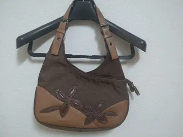 ZAZA 숄더백 토트백 토트백 천연 가죽 나일론 브라운