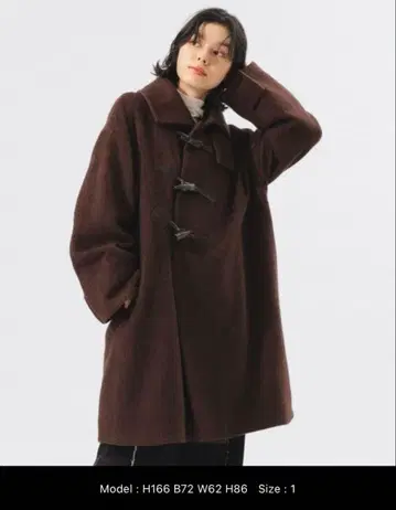 샤기 헤링본 더플 코트