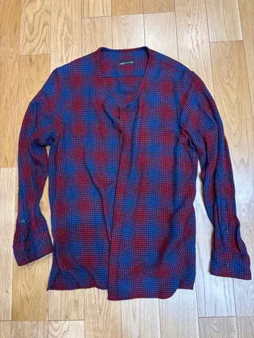 새상품급 lad musician 노카라 체크 셔츠 44