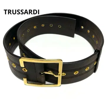 새상품급 트루사르디 TRUSSARDI 가죽 벨트 브라운 골드 버클