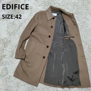 EDIFICE 울 캐시미어 스텐카라 코트 히요쿠 카멜 사이즈 42