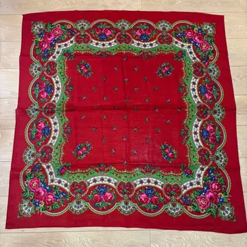 미사용 카네코 이사오 장미 패턴 스톨 울 소재