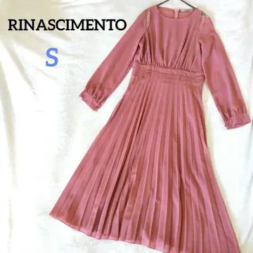 리나시멘토 플리츠 원피스 레이스 포멀 드레스 골드 금장 장식 긴팔