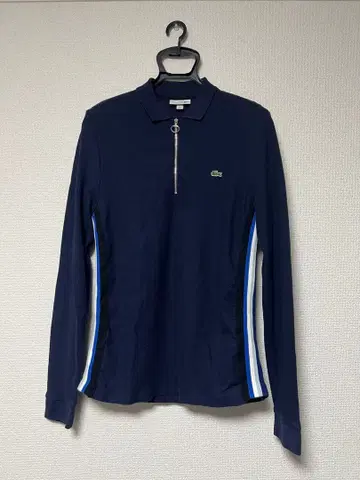 LACOSTE 네이비 지퍼 피케 셔츠 US S