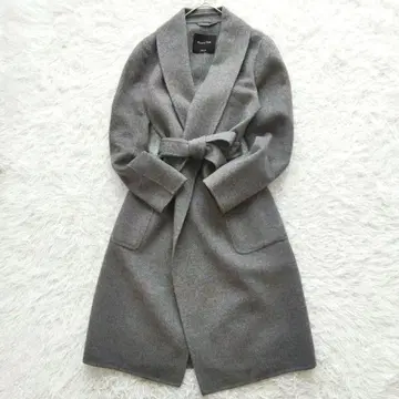 마시모두띠 울 캐시미어 가운 코트 벨트 그레이