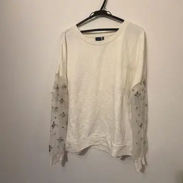 KAARI blue 비쥬 긴팔 T셔츠 XL 시스루 도킹 화이트