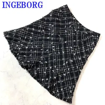 잉게보그 트위드풍 머메이드 플레어 스커트 블랙 M C4712