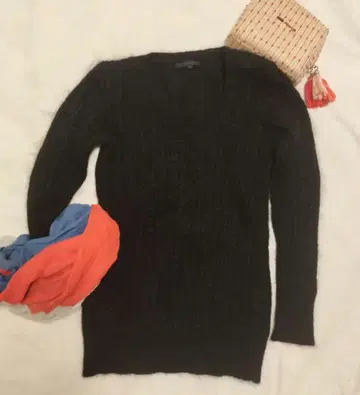 모헤어 리브 긴팔 스웨터 블랙