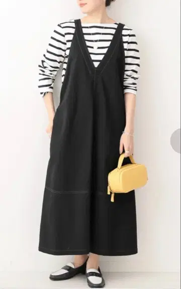 IENA 포플린 V넥 디자인 원피스 점프 스커트 36