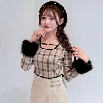 NOMAE 퍼 커프스 백리본 상의