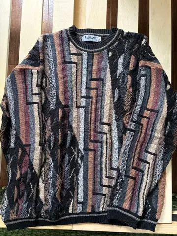 LAVANE 기하학 패턴 3D 니트 구제 의류 90s 00s